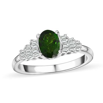 Nat&uuml;rlicher Chromdiopsid und Diamant-Ring - 1,05 ct.