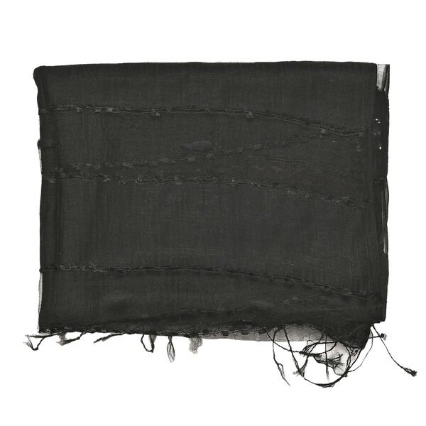 Modal-Seide-Schal, Streifendesign, 175x60 cm, Schwarz image number 5