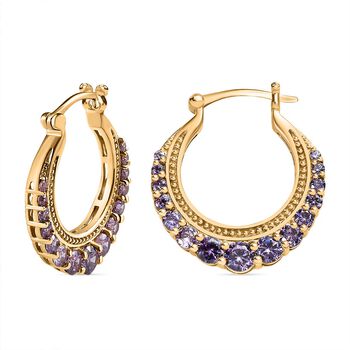 Amethyst Zirkonia Ohrringe, Nickelfreies Messing vergoldet