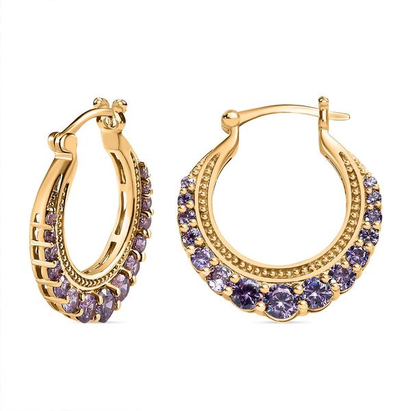 Amethyst Zirkonia Ohrringe, Nickelfreies Messing vergoldet