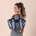 Handtasche aus 100% echtem Leder, Schlangenmuster, Blau  image number 2