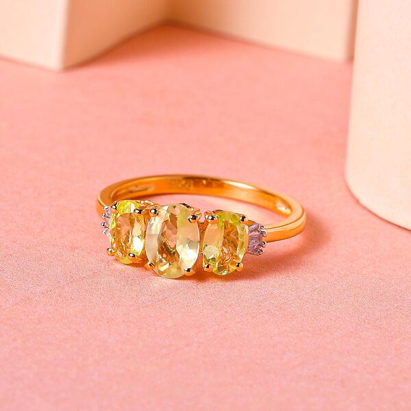 AA Chrysoberyll-Ring, 925 Silber Gelbgold Vermeil (Größe 18.00) ca. 2.26 ct image number 2