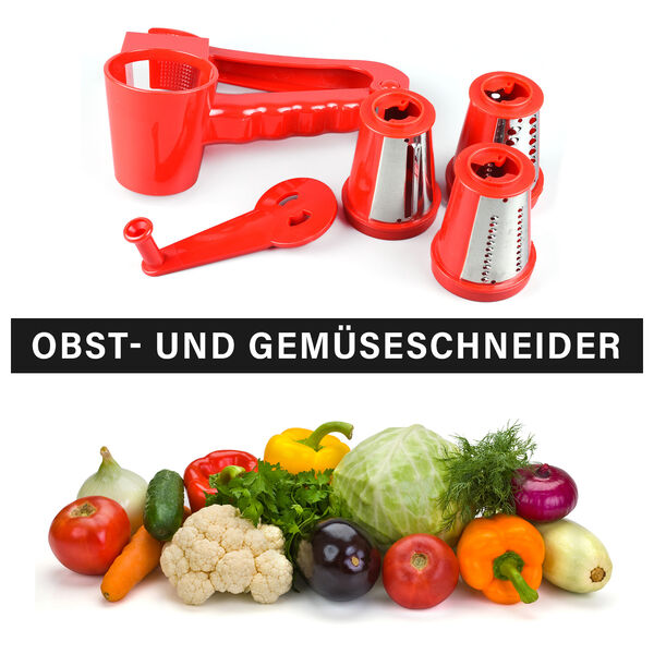 Mini Obst- und Gem&uuml;seschneider mit 3 Klingen, Rot image number 3