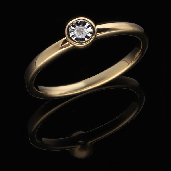 I2 Diamant Solit&auml;r Ring in Silber mit Gelbgold Vermeil image number 3