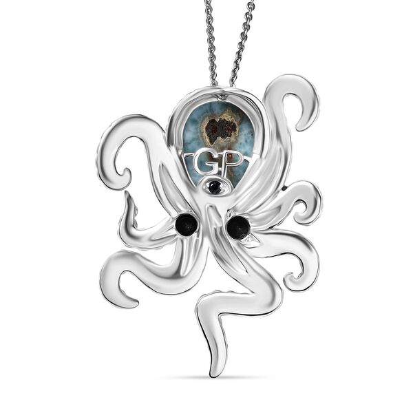 GP Trionfo Kollektion - Larimar, schwarzer Spinell und blauer Saphir Anh&auml;nger mit 45cm Kette - 6,27 ct. image number 6