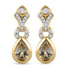 AAA Turkizit und weiße Zirkon-Ohrringe, 925 Silber Gelbgold Vermeil ca. 1.73 ct