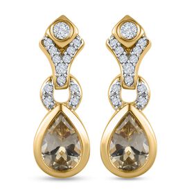 AAA Turkizit und weißer Zirkon-Ohrringe - 1,73 ct.
