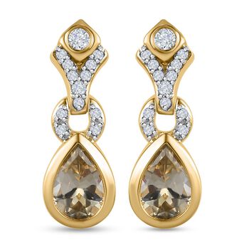 AAA Turkizit und wei&szlig;er Zirkon-Ohrringe - 1,73 ct.