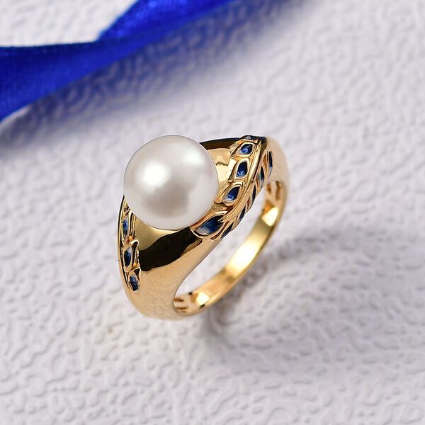 D'Joy S&uuml;&szlig;wasser Perle (10-10.5 mm) Ring 925 Silber 750 Gelb Vergoldet (Gr&ouml;&szlig;e 17.00) image number 2