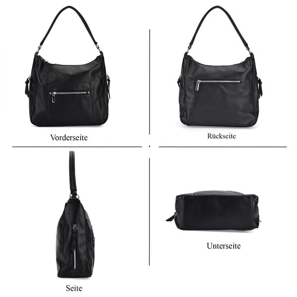 Crossbody-Tasche mit mehreren Rei&szlig;verschlusstaschen, 31x13x28 cm, Schwarz image number 4