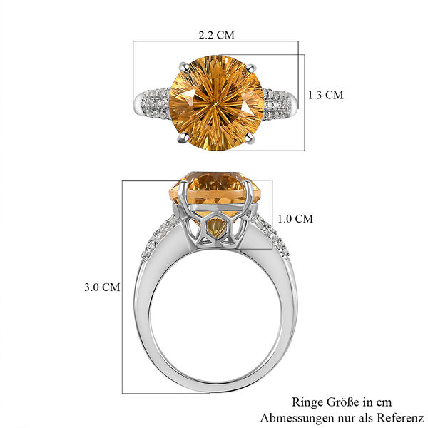 Hanabi Schliff - Citrin und Zirkon-Ring - 6,86 ct. image number 7