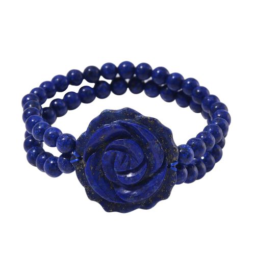 Lapislazuli handgeschnitztes Blumen-Armband, 17-19cm - 150 ct. image number 0