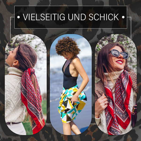 LA MAREY - 100% Maulbeeren-Seidenschal, Chiffon, 55x170 cm, Leopardenmuster image number 5