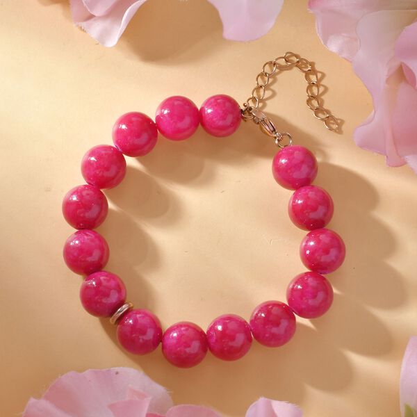 Viva Magenta-Quarzit Armband ca. 19 cm Reiner Edelstahl IP Rosa Plattierung ca. 200.00 ct image number 2