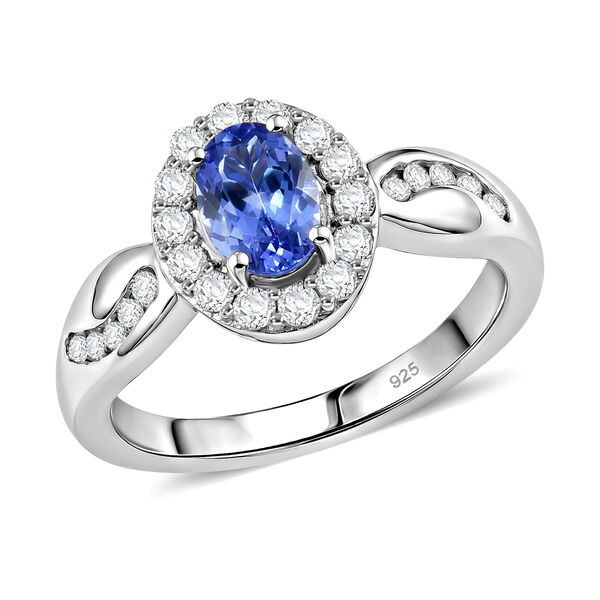 Tansanit und Zirkon Ring 925 Silber platiniert  ca. 1,04 ct image number 4