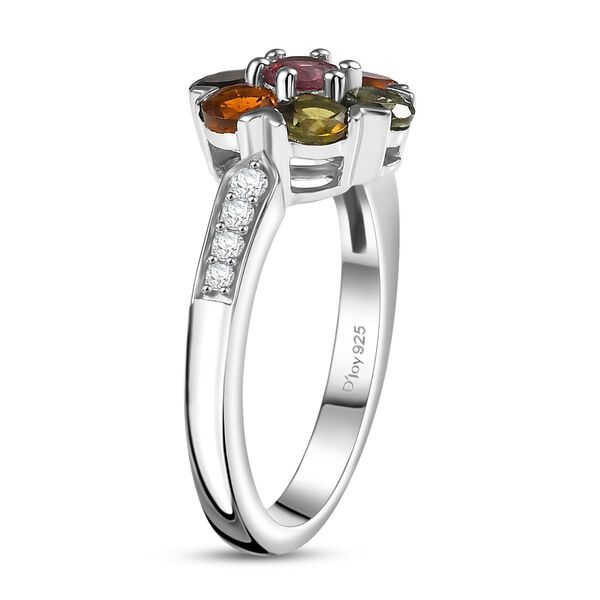 D'Joy Multi-Turmalin floraler Ring und Ohrringe image number 5