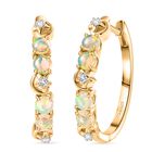 D'Joy AA Natürlicher, äthiopischer Welo Opal, Weißer Zirkon Ohrringe 925 Silber 750 Gelb Vergoldet ca. 1,02 ct.