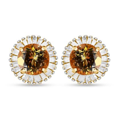 AA Natürliche, goldene Tansanit und Diamant-Ohrstecker