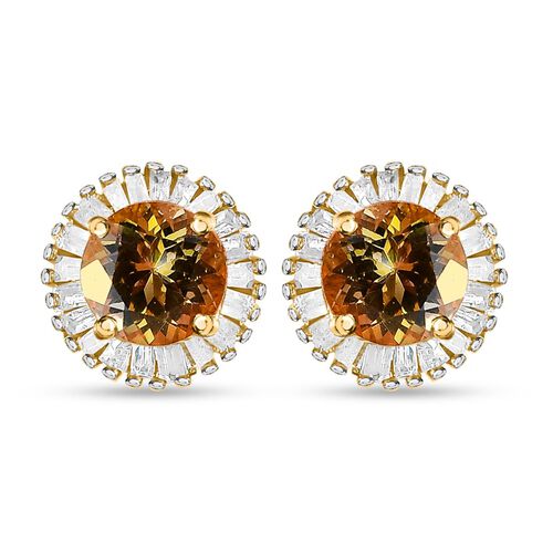 AA Natürliche, goldene Tansanit und Diamant-Ohrstecker image number 0