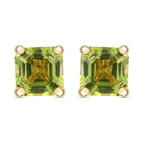 Natürlicher Peridot Ohrstecker 925 Silber vergoldet ca. 1,19 ct