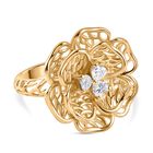 Moissanit Floraler-Design Ring, 925 Silber 750 Gelbgold Vermeil (Größe 17.00)