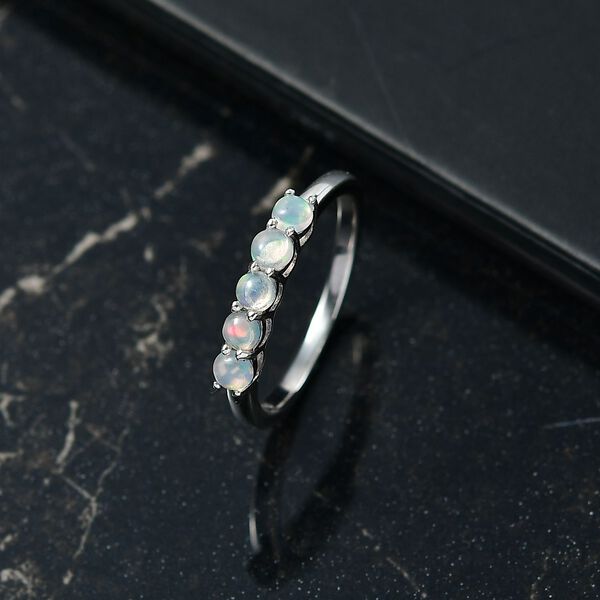 D'Joy AA Natürlicher, äthiopischer Welo Opal Ring 925 Silber platiniert (Größe 19.00) ca. 0.38 ct image number 1