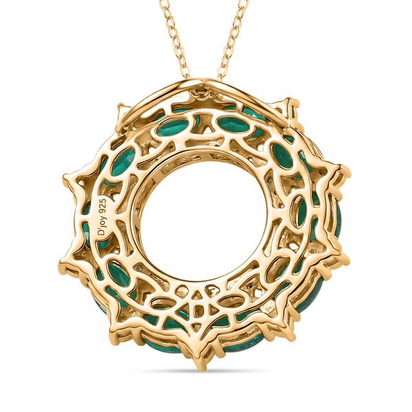 D'Joy Smaragd Triplett Quarz und Zirkon Anh&auml;nger mit 50cm Kette - 6,53 ct. image number 4