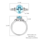Ratanakiri Blauer Zirkon und Diamant Ring 925 Silber Platinum-Überzug image number 5