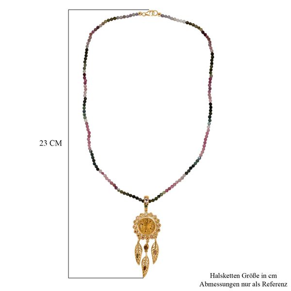 D'joy AAA Citrin, Mehrfarbiger Turmalin Anh&auml;nger mit Kette, 925 Silber 750 Gelbgold Vermeil ca. 46.89 ct image number 6