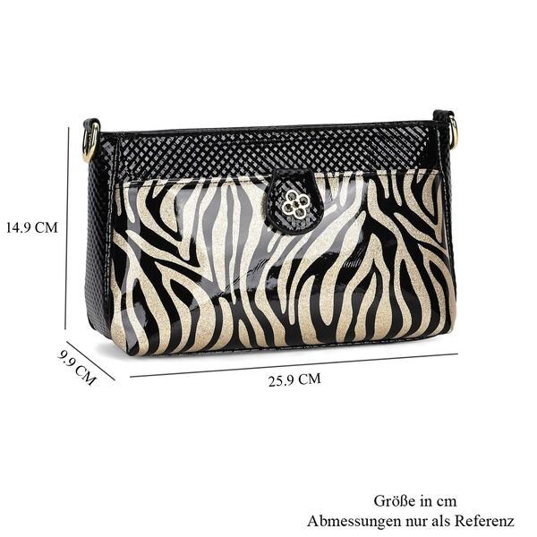Stylische Sling-Umh&auml;ngetasche mit  Zebramuster, Schwarz image number 9