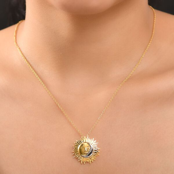 Sonne und Mond Anhänger mit Kette, 925 Silber, vergoldet, ca. 6,26g image number 3