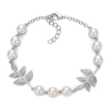 EVER TRUE S&uuml;&szlig;wasser Perle (7-7.5 mm) Armband ca. 19 cm 950 Kupfer, Silberfarben, 22.58 ct