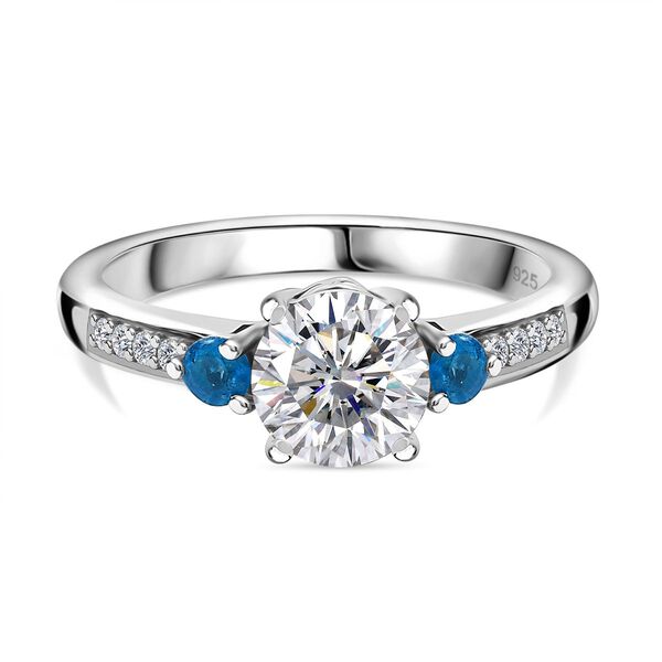 Moissanit und Neon Apatit Ring - 1,24 ct.