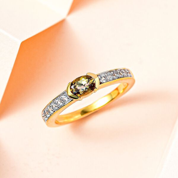AA nat&uuml;rlicher, goldener Tansanit und Zirkon-Ring - 0,68 ct. image number 2
