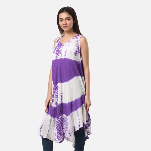 Tie Dye Kleid, Einheitsgr&ouml;&szlig;e, Wei&szlig; und Lila image number 4