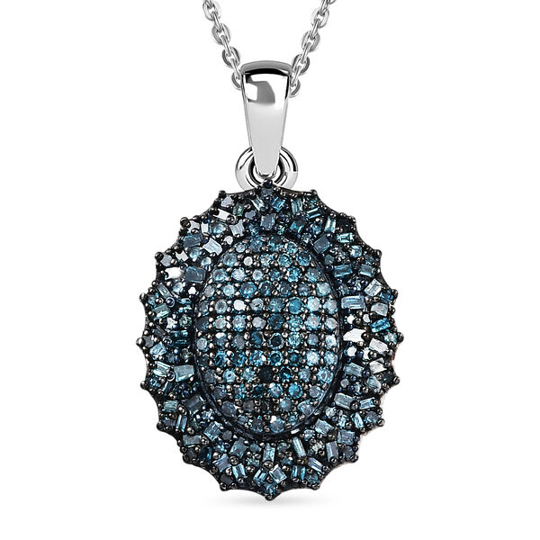 D'Joy blauer Diamant Anh&auml;nger mit 45cm Kette - 1 ct.