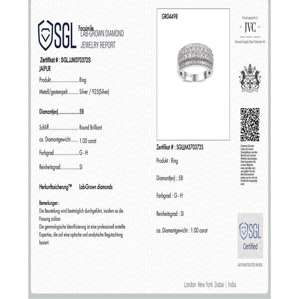 LUXURIANT SGL zertifizierter SI-GH Labor Diamant Ring - 1 ct. image number 8