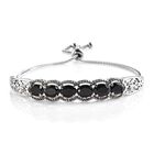 Schwarzes Spinell Bolo-Armband, ca. 16-26 cm, Edelstahl ca. 7.91 ct