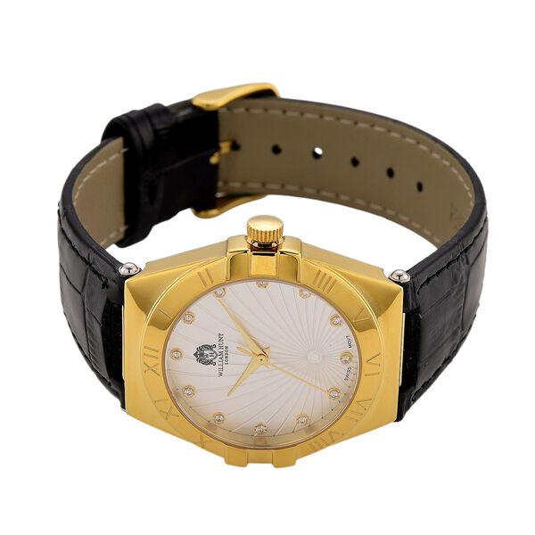 WILLIAM HUNT - Lab Grown Diamant Schweizer Uhrwerk, Uhren 21.5 cm 316L Edelstahl IP-Gelbbeschichtung image number 4