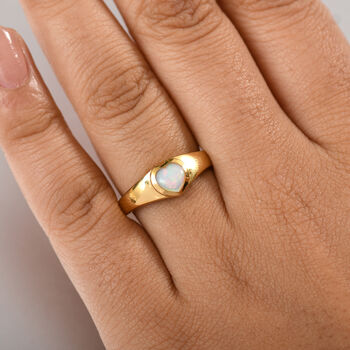 AA Nat&uuml;rlicher, &auml;thiopischer Welo Opal Ring 925 Silber 750 Gelb Vergoldet (Gr&ouml;&szlig;e 21.00) ca. 0,55 ct