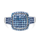 Blauer Diamant Ring 925 Silber platiniert (Größe 17.00) ca. 1.00 ct