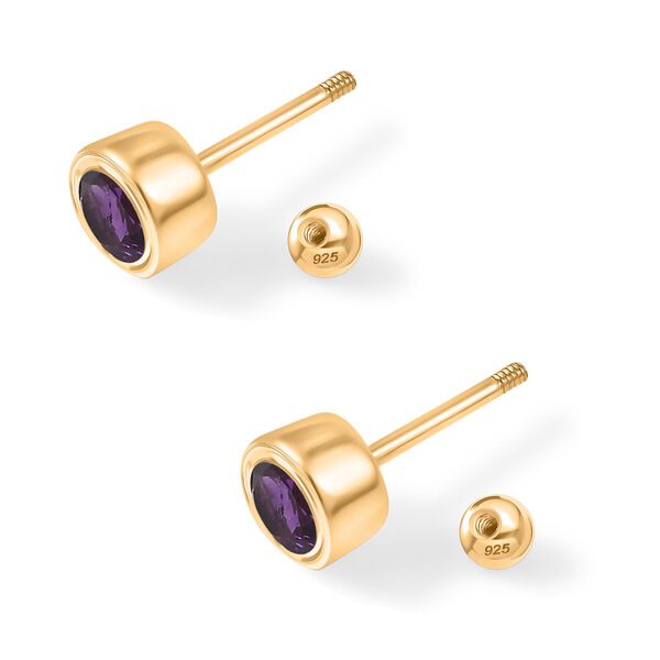 Afrikanische Amethyst Ohrringe, 925 Silber 750 Gelbgold Vermeil - 0,49 ct. image number 6