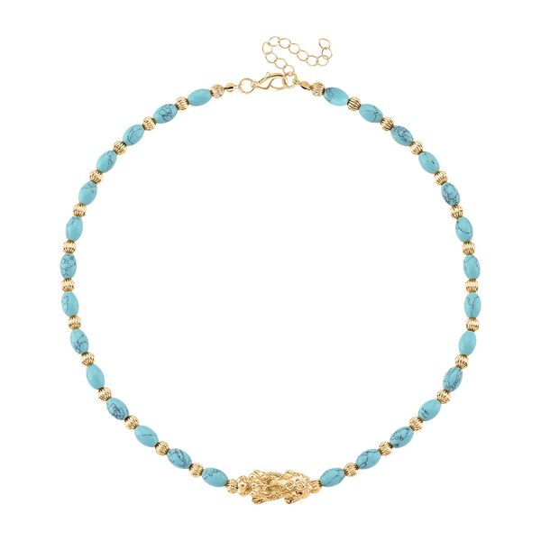 Blauer Howlit Pixiu Halskette, ca. 45cm + 5cm extender, gelb vergoldet ca. 50.00 ct image number 3