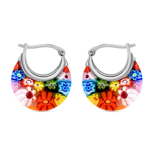 Blaue Murano-Stil Glas Huggie-Ohrringe