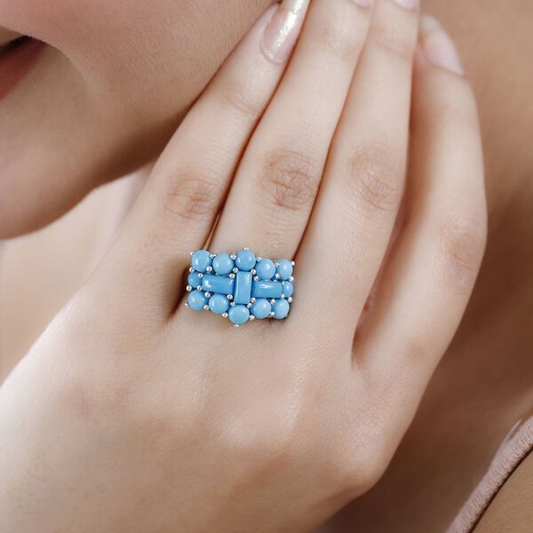 Amerikanischer, nat&uuml;rlicher Sleeping Beauty T&uuml;rkis Bootsring - 4,62 ct. image number 3