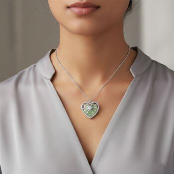 Herz Anh&auml;nger mit wechselbaren Edelsteinen und Kette, ca. 50 cm + 5 cm Extender, Nickelfreies Messing, Silberfarben