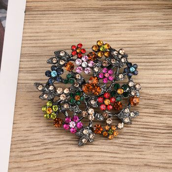 Mehrfarbiger Kristall Brosche  Schwarz