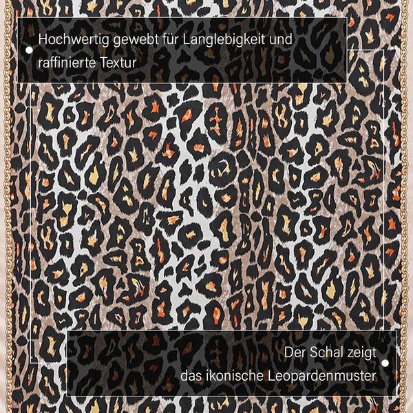 LA MAREY - 100% Maulbeeren-Seidenschal, Chiffon, 55x170 cm, Leopardenmuster image number 3