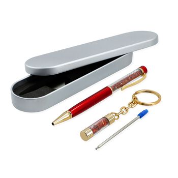 Rotes Jaspis Edelstein Stift-Set, Rot
