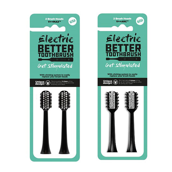 2er-Set Ersatzaufsteckb&uuml;rsten f&uuml;r elektrische Schallzahnb&uuml;rste, Schwarz
